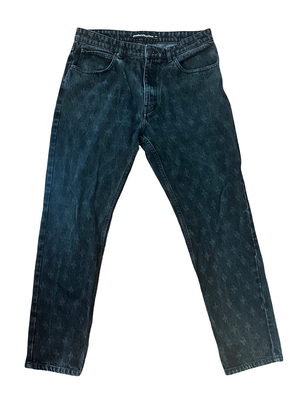 OVO (October's Very Own) All-Over Monogram Acid Wash Denim Jeans - Size 34